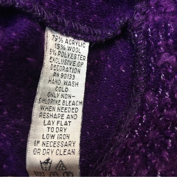Joan Rivers Women’s Purple Wool/ Acrylic Blend Cropped Cardigan. Sz L - Picture 8 of 8